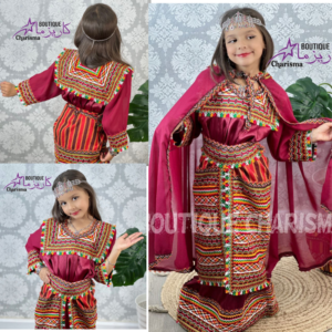 جبة قبائلي تقليدي بالبرنوس للصغيرات 307 | Robe kabyle traditionnelle avec burnous pour fillettes 307